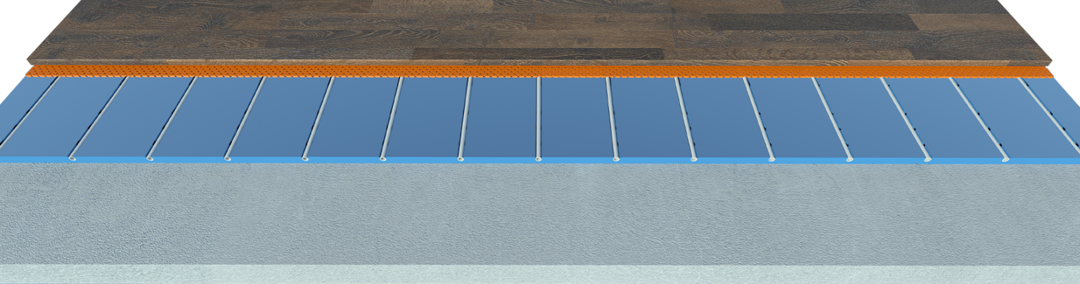 Lo-Float underfloor heating within routered insulation with self-levelling